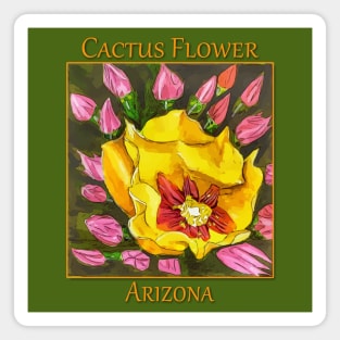 Yellow cactus flower from the state of Arizona Magnet